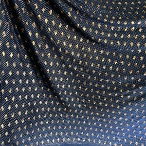 Navy color gold stretch fabric